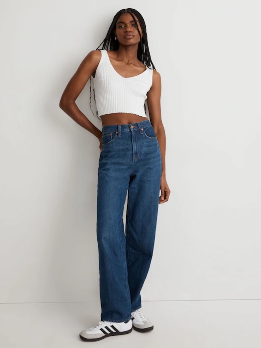 Madewell Baggy Straight Jeans in Dark Worn Indigo Wash